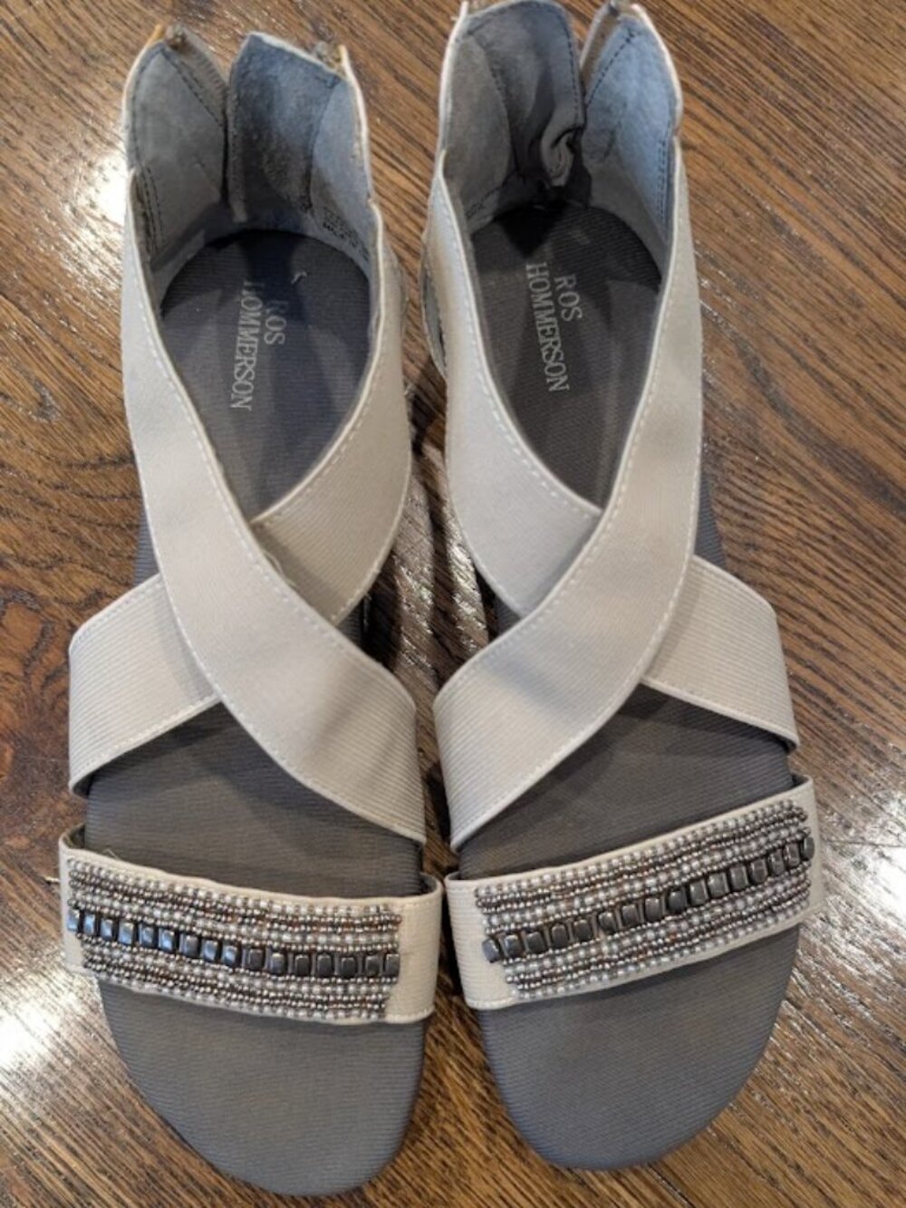 Ros Hommerson Beaded Stretch Strappy Sandals "Mara" Size 8